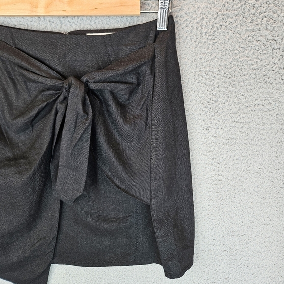 Treasure & Bond Women Black Linen Blend Side Tie Mini Skirt Sz M Vacation - Picture 4 of 10